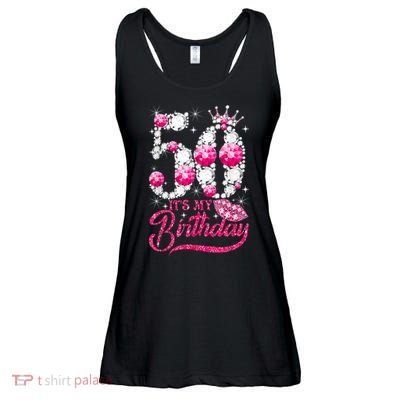 It's My 50th Birthday Queen 50 Years Old Shoes Crown Diamond Ladies Essential Flowy Tank