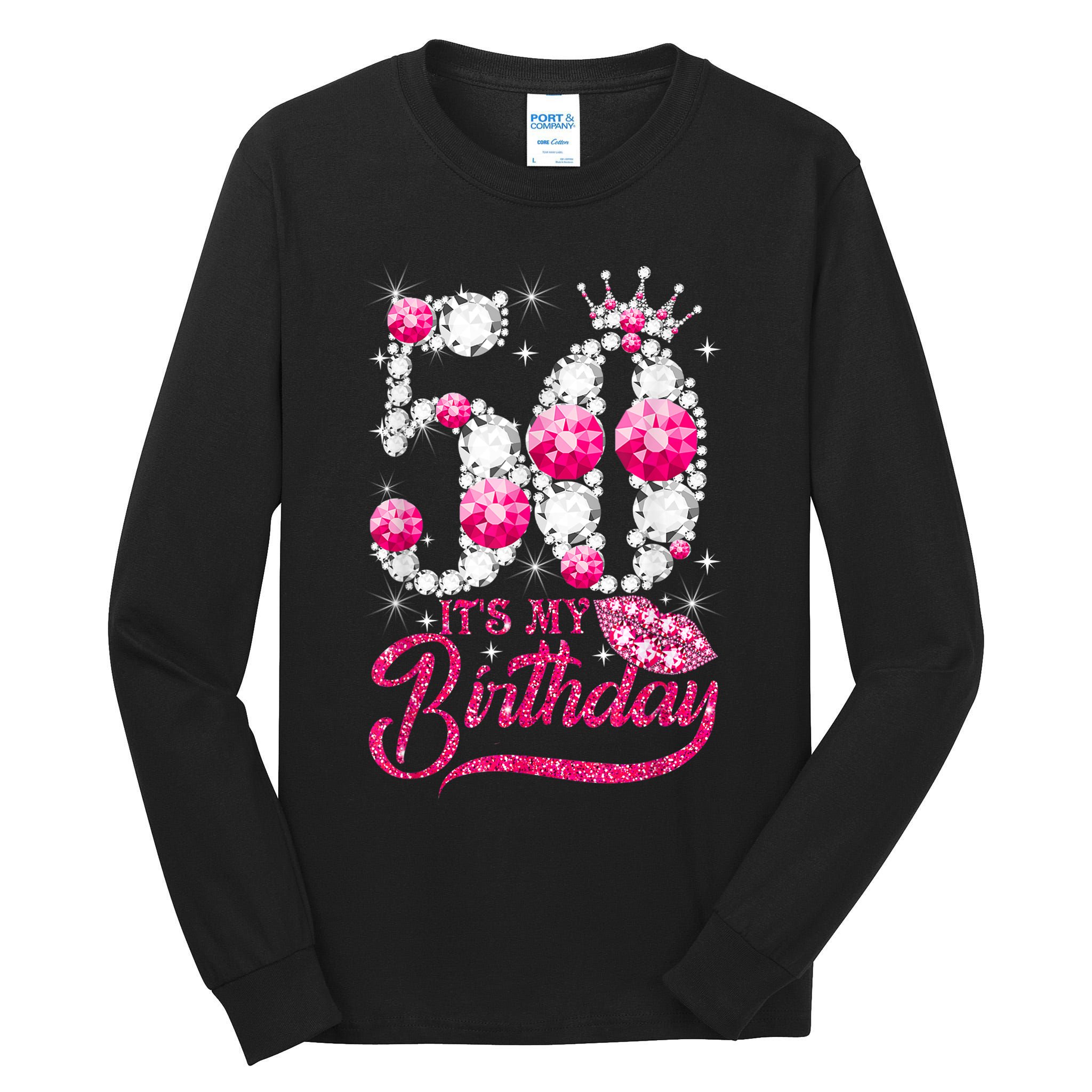 It's My 50th Birthday Queen 50 Years Old Shoes Crown Diamond Tall Long Sleeve T-Shirt