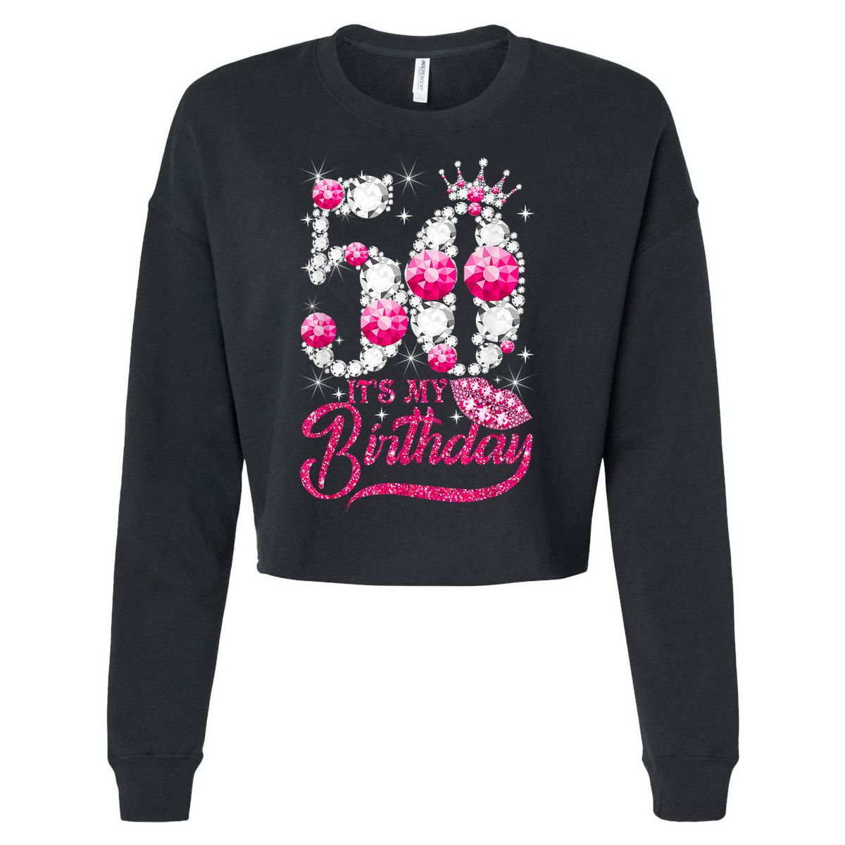 It's My 50th Birthday Queen 50 Years Old Shoes Crown Diamond Cropped Pullover Crew