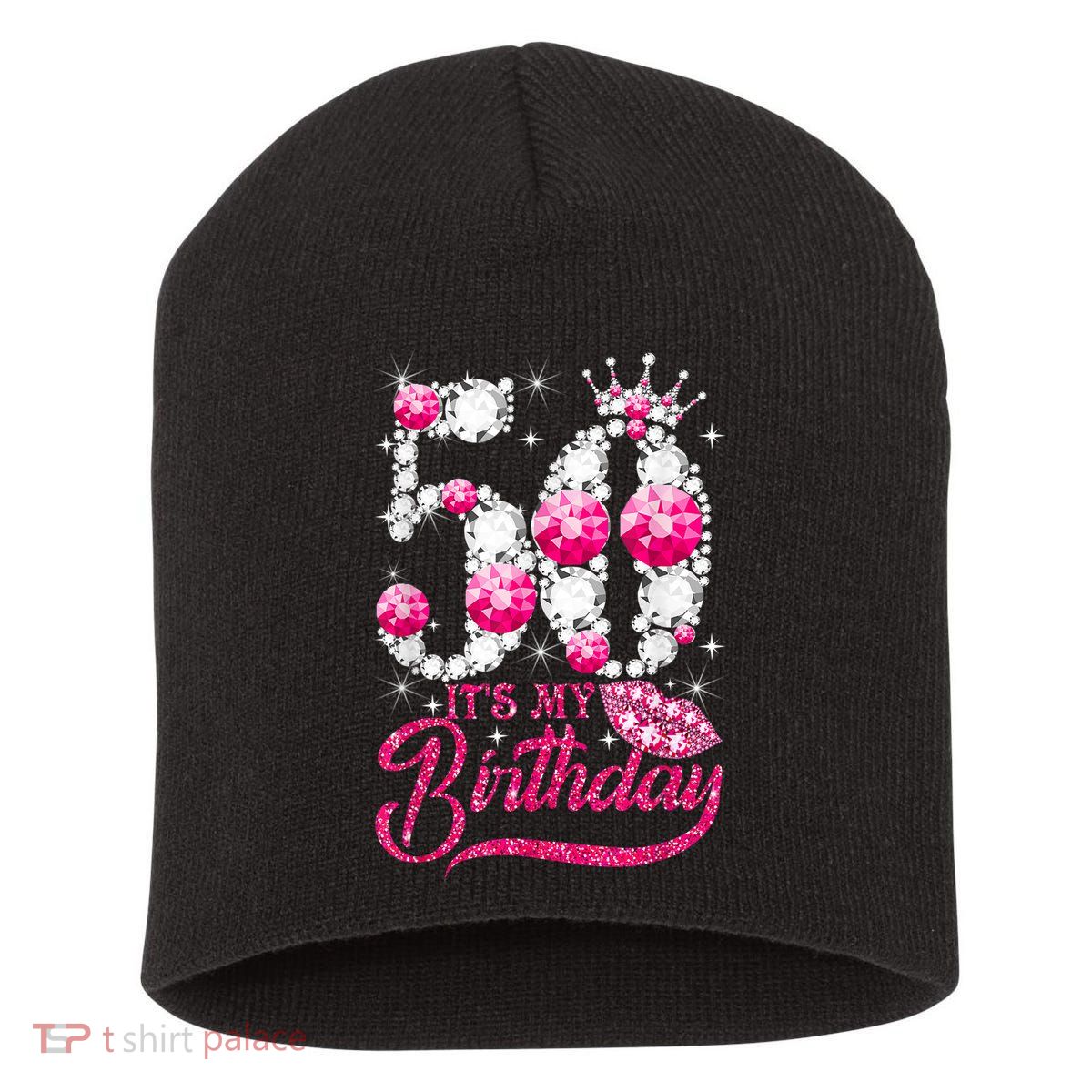 It's My 50th Birthday Queen 50 Years Old Shoes Crown Diamond Short Acrylic Beanie
