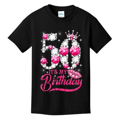 It's My 50th Birthday Queen 50 Years Old Shoes Crown Diamond Kids T-Shirt
