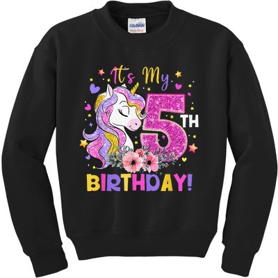 It's My 5th Birthday Unicorns Funny 5 Year Old Gift Kids Sweatshirt