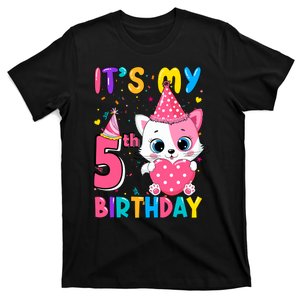 ItS My 5th Birthday Girl Funny Cat Birthday 5 Year Old T-Shirt