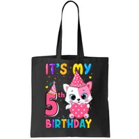 ItS My 5th Birthday Girl Funny Cat Birthday 5 Year Old Tote Bag