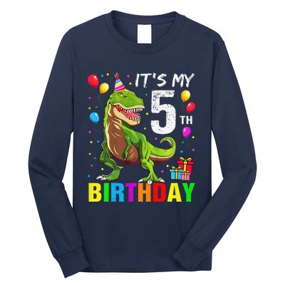 ItS My 5th Birthday Happy 5 Year Trex Long Sleeve Shirt