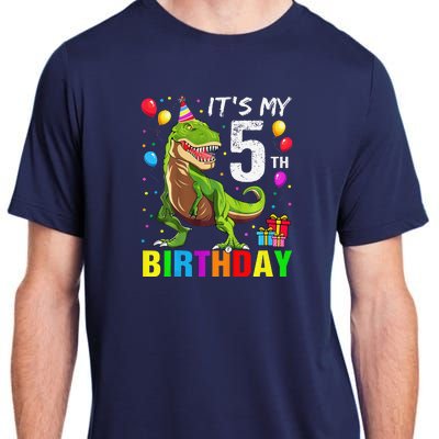 ItS My 5th Birthday Happy 5 Year Trex Adult ChromaSoft Performance T-Shirt