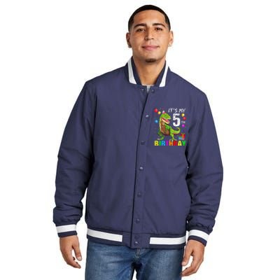 ItS My 5th Birthday Happy 5 Year Trex Insulated Varsity Jacket