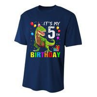 ItS My 5th Birthday Happy 5 Year Trex Performance Sprint T-Shirt