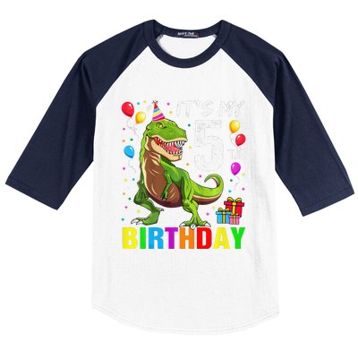 ItS My 5th Birthday Happy 5 Year Trex Baseball Sleeve Shirt