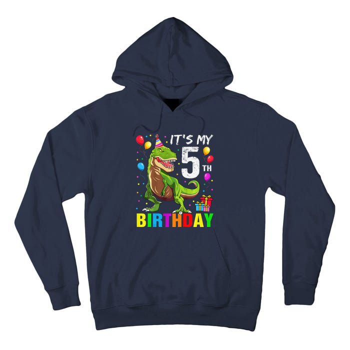 ItS My 5th Birthday Happy 5 Year Trex Tall Hoodie