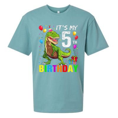 ItS My 5th Birthday Happy 5 Year Trex Sueded Cloud Jersey T-Shirt