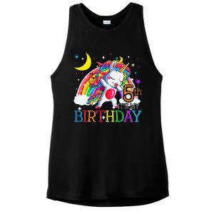 It's My 5th Birthday Unicorn 5 Year Olds Outfit Cute Ladies PosiCharge Tri-Blend Wicking Tank