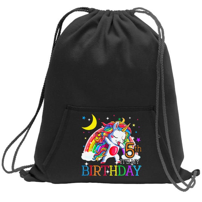 It's My 5th Birthday Unicorn 5 Year Olds Outfit Cute Sweatshirt Cinch Pack Bag