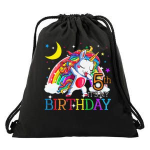 It's My 5th Birthday Unicorn 5 Year Olds Outfit Cute Drawstring Bag