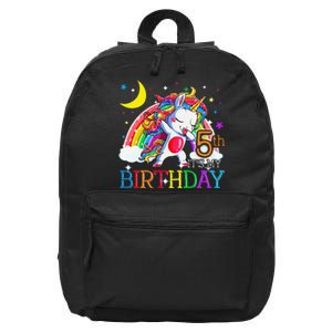 It's My 5th Birthday Unicorn 5 Year Olds Outfit Cute 16 in Basic Backpack