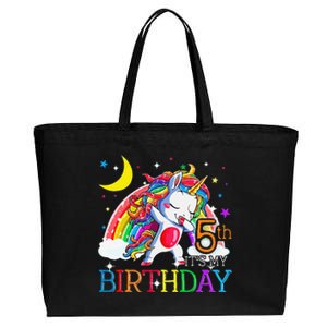 It's My 5th Birthday Unicorn 5 Year Olds Outfit Cute Cotton Canvas Jumbo Tote