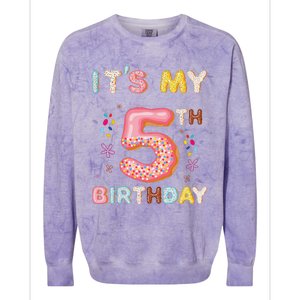 Its My 5th Birthday Sweet Donuts Funny 5 Year Old Colorblast Crewneck Sweatshirt