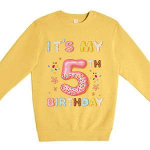 Its My 5th Birthday Sweet Donuts Funny 5 Year Old Premium Crewneck Sweatshirt