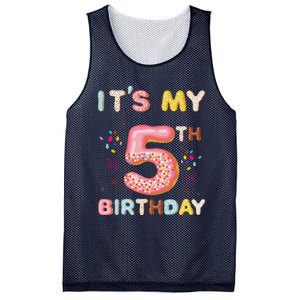 Its My 5th Birthday Sweet Donuts Funny 5 Year Old Mesh Reversible Basketball Jersey Tank