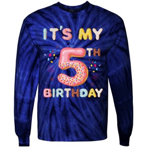 Its My 5th Birthday Sweet Donuts Funny 5 Year Old Tie-Dye Long Sleeve Shirt