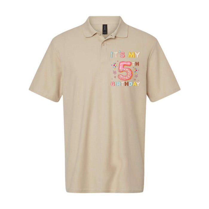 Its My 5th Birthday Sweet Donuts Funny 5 Year Old Softstyle Adult Sport Polo