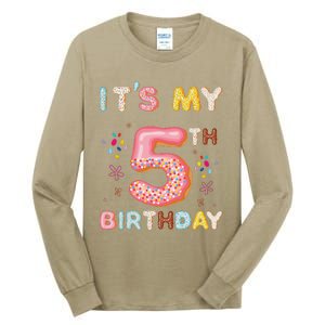 Its My 5th Birthday Sweet Donuts Funny 5 Year Old Tall Long Sleeve T-Shirt