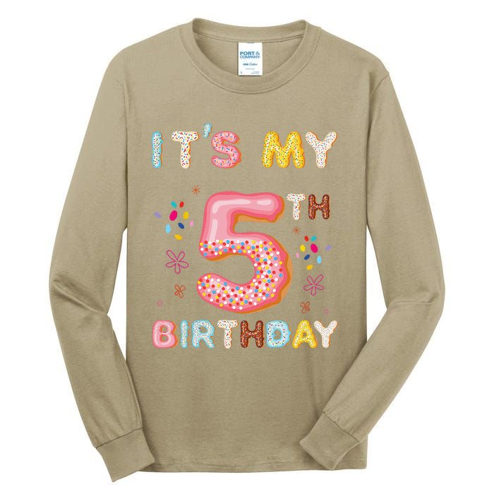 Its My 5th Birthday Sweet Donuts Funny 5 Year Old Tall Long Sleeve T-Shirt