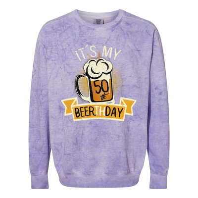 It's my 50th Beerth Day Birthday Beer Candle Colorblast Crewneck Sweatshirt