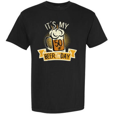 It's my 50th Beerth Day Birthday Beer Candle Garment-Dyed Heavyweight T-Shirt