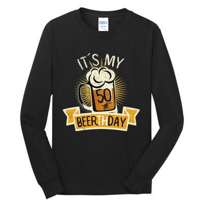 It's my 50th Beerth Day Birthday Beer Candle Tall Long Sleeve T-Shirt