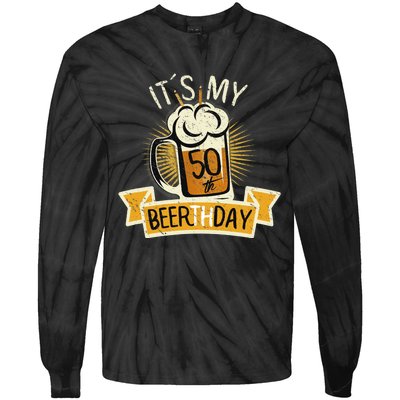 It's my 50th Beerth Day Birthday Beer Candle Tie-Dye Long Sleeve Shirt