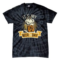 It's my 50th Beerth Day Birthday Beer Candle Tie-Dye T-Shirt