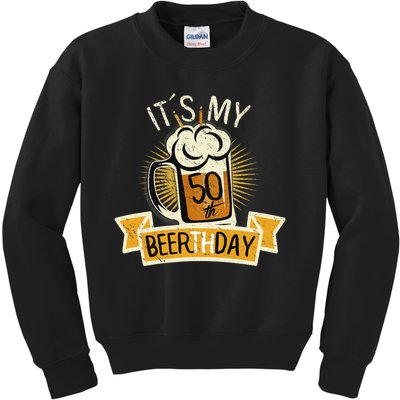 It's my 50th Beerth Day Birthday Beer Candle Kids Sweatshirt