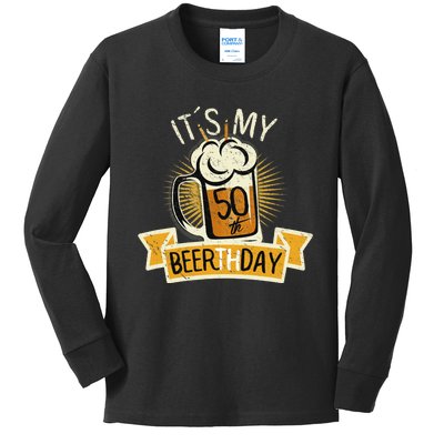 It's my 50th Beerth Day Birthday Beer Candle Kids Long Sleeve Shirt