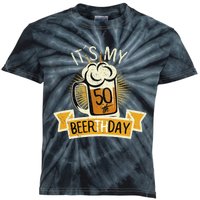 It's my 50th Beerth Day Birthday Beer Candle Kids Tie-Dye T-Shirt