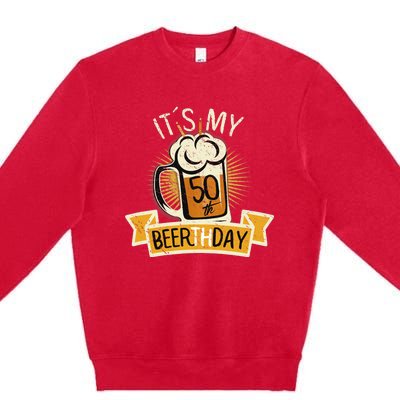 It's my 50th Beerth Day Birthday Beer Candle Premium Crewneck Sweatshirt