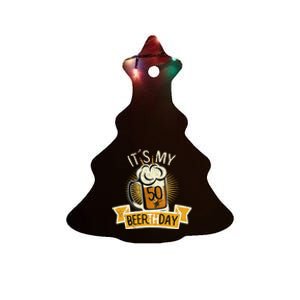 It's my 50th Beerth Day Birthday Beer Candle Ceramic Tree Ornament