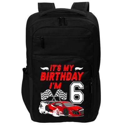 ItS My 6th Birthday Boy Race Car Racing 6 Years Old Impact Tech Backpack