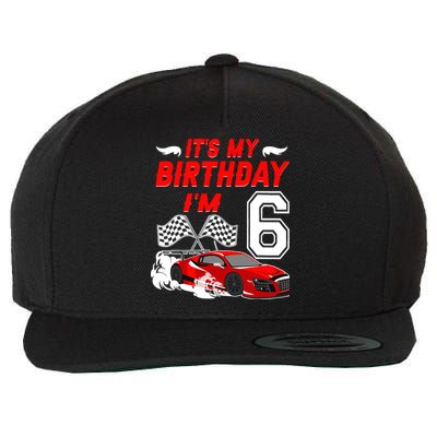 ItS My 6th Birthday Boy Race Car Racing 6 Years Old Wool Snapback Cap