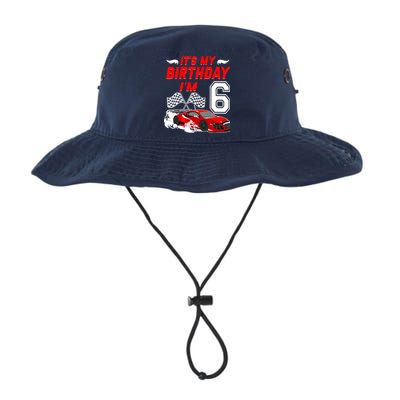 ItS My 6th Birthday Boy Race Car Racing 6 Years Old Bucket Hat