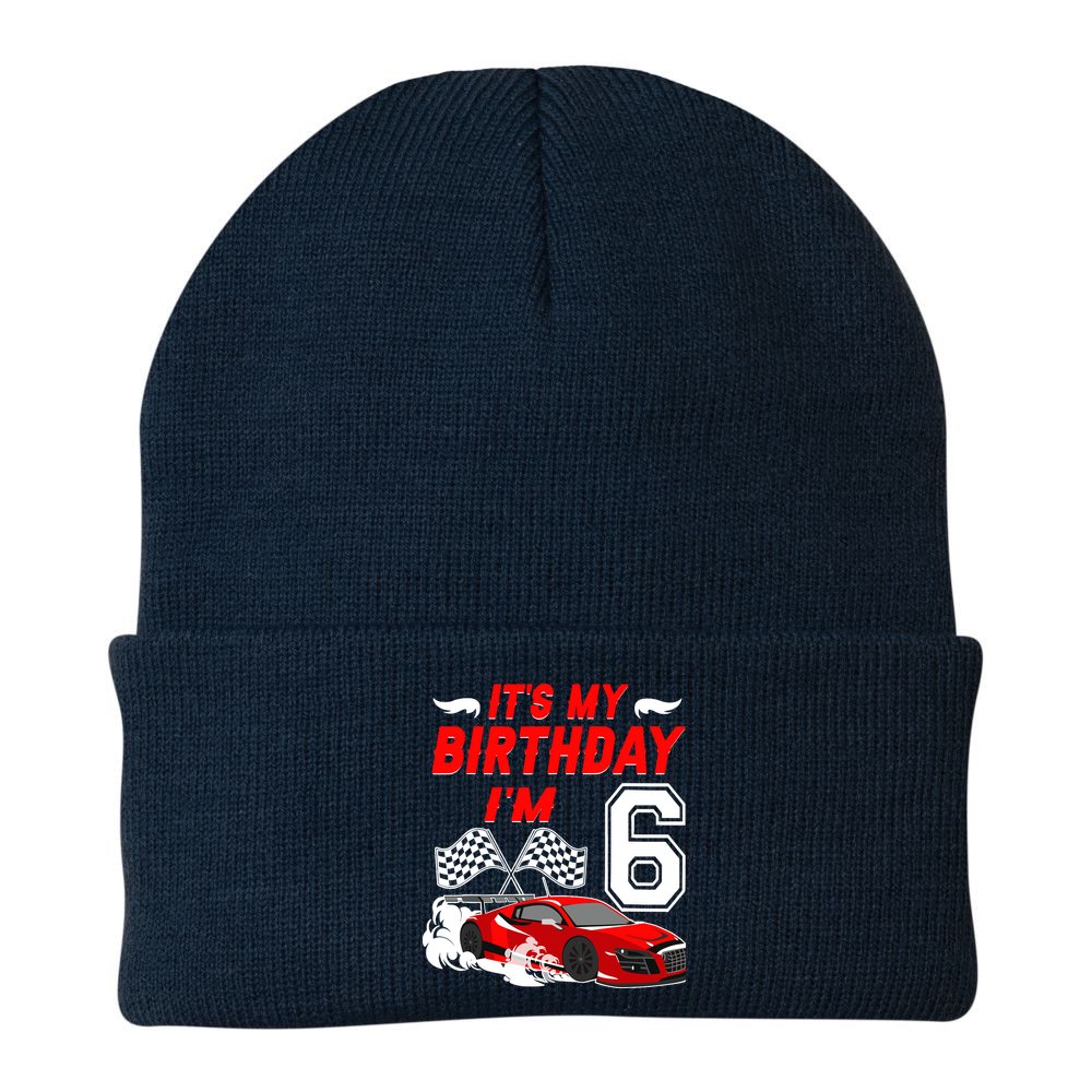 ItS My 6th Birthday Boy Race Car Racing 6 Years Old Beanie