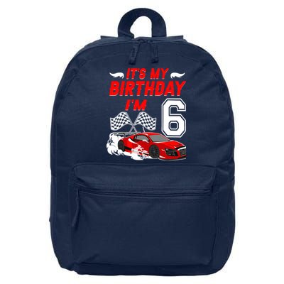 ItS My 6th Birthday Boy Race Car Racing 6 Years Old 16 in Basic Backpack