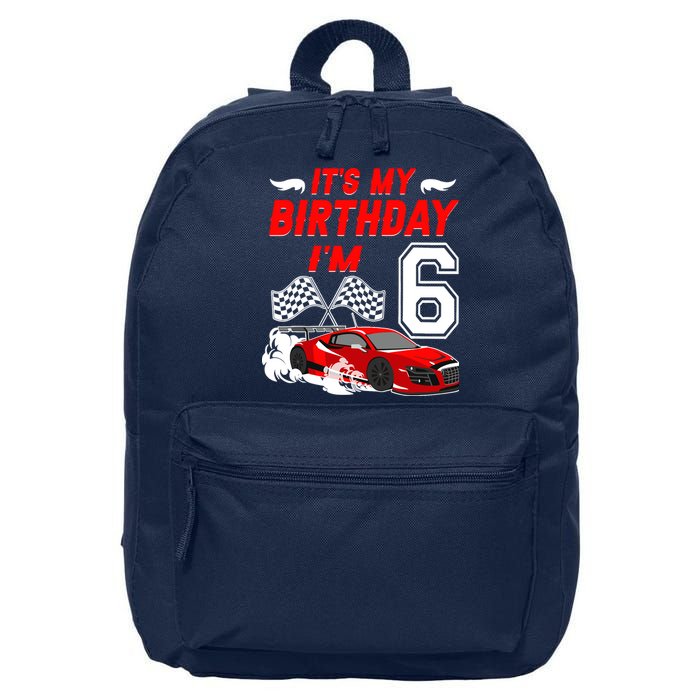 ItS My 6th Birthday Boy Race Car Racing 6 Years Old 16 in Basic Backpack