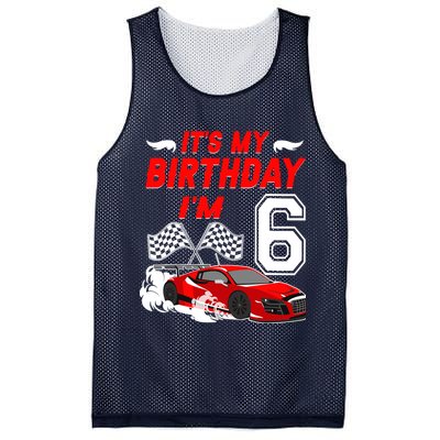 ItS My 6th Birthday Boy Race Car Racing 6 Years Old Mesh Reversible Basketball Jersey Tank