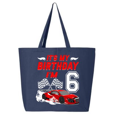 ItS My 6th Birthday Boy Race Car Racing 6 Years Old 25L Jumbo Tote