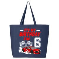 ItS My 6th Birthday Boy Race Car Racing 6 Years Old 25L Jumbo Tote