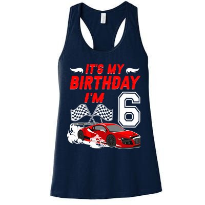 ItS My 6th Birthday Boy Race Car Racing 6 Years Old Womens Tank Top