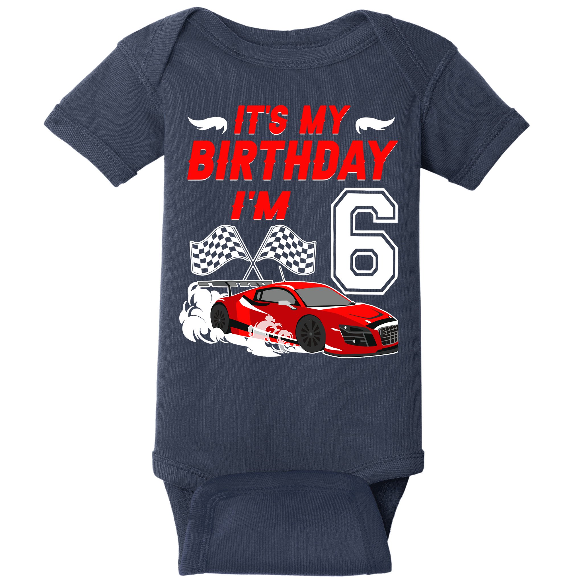 ItS My 6th Birthday Boy Race Car Racing 6 Years Old Baby Bodysuit