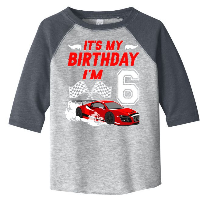 ItS My 6th Birthday Boy Race Car Racing 6 Years Old Toddler Fine Jersey T-Shirt