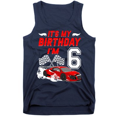 ItS My 6th Birthday Boy Race Car Racing 6 Years Old Tank Top